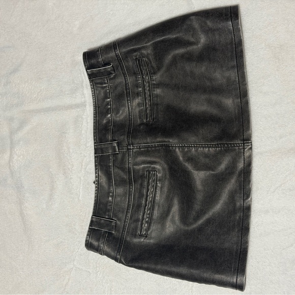 Dark Grey Leather Mini Skirt - Picture 2 of 2